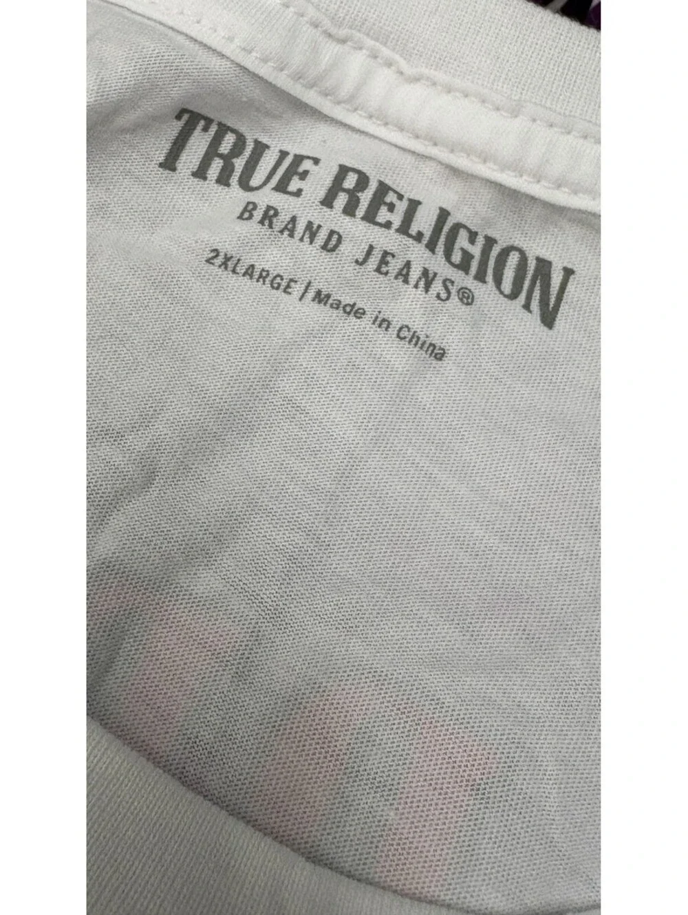 True Religion Men's Size 2XL White Spell Out Logo Graphic Crewneck T-Shirt